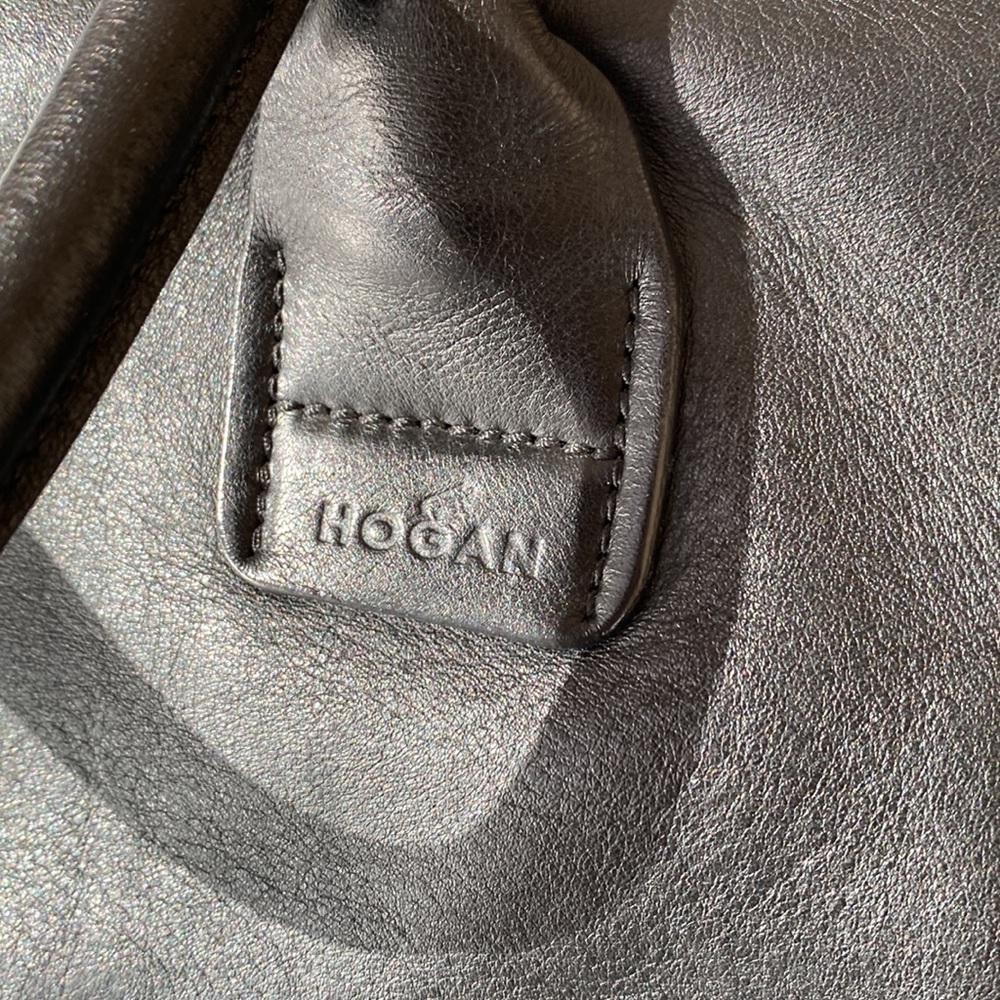 Hogan black leather satchel double handle excellent quality unisex